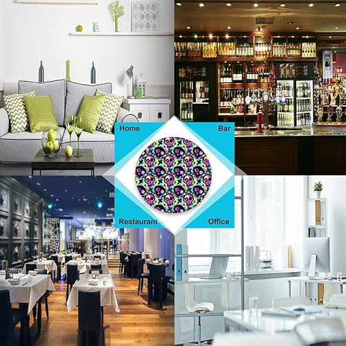 Miniatura 4 de visesunny Posavasos estilo graffiti con diseño de calavera y piedra que absorbe la humedad, con base de corcho para protección de mesa y evita daños