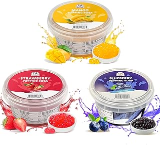 52USA Strawberry, Mango, Blueberry Popping Boba Pearls (3 Pack), Perfect for Bubble Tea, Boba Kit, Smoothies, Ice Cream, Desserts, Beverages 3.3 lb