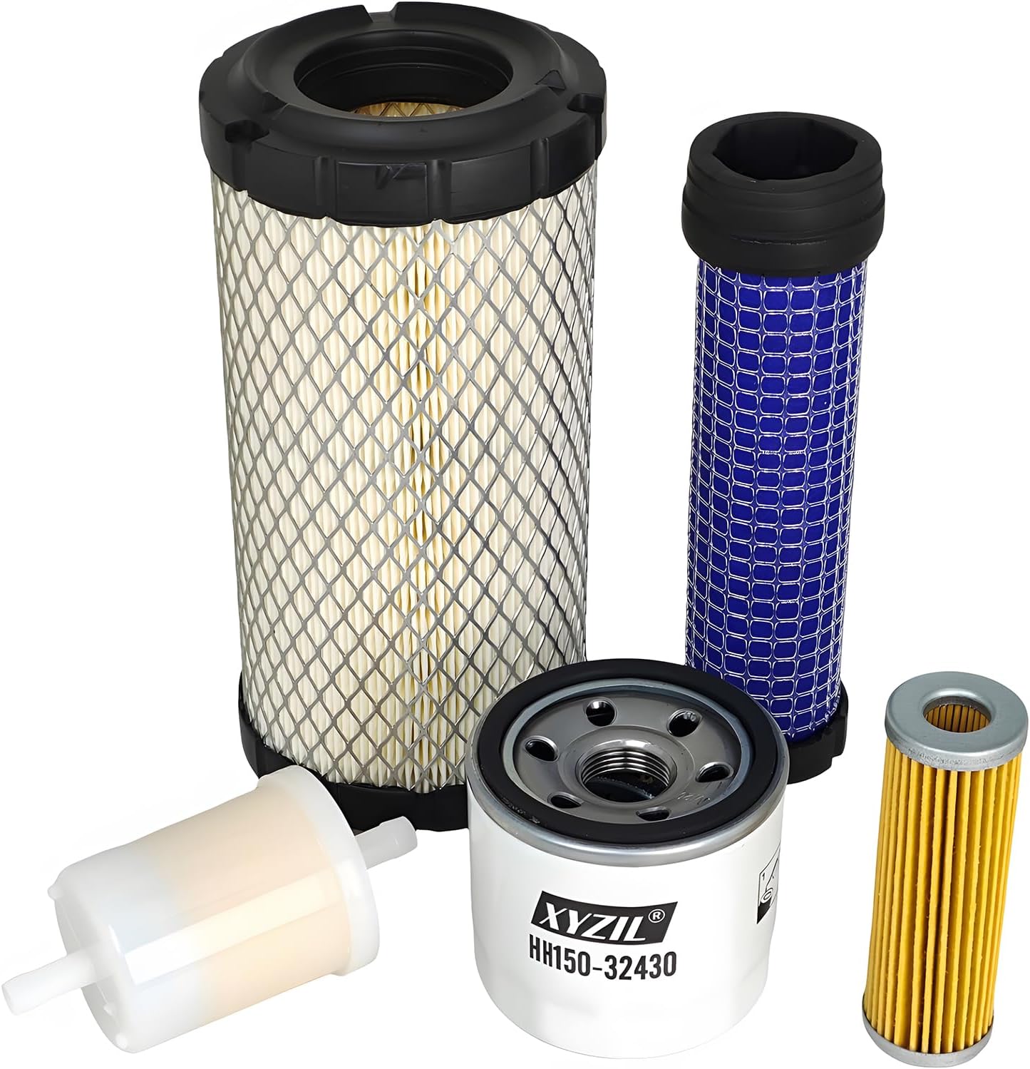 Tune-Up Filter Kit 206421 Compatible with Miler Bobcat 250 Welder for Kubota D722FB-25 D722 Diesel Engine Driven Welding Generator 3 Cylinder Outer Inner Air Filter Oil In-Line Fuel Filter