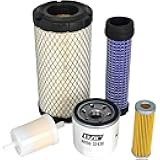 XYZIL Tune-Up Filter Kit 206421 Compatible with Miler Bobcat 250 Welder for Kubota D722FB-25 D722 Diesel Engine Driven Welding Generator 3 Cylinder Outer Inner Air Filter Oil In-Line Fuel Filter