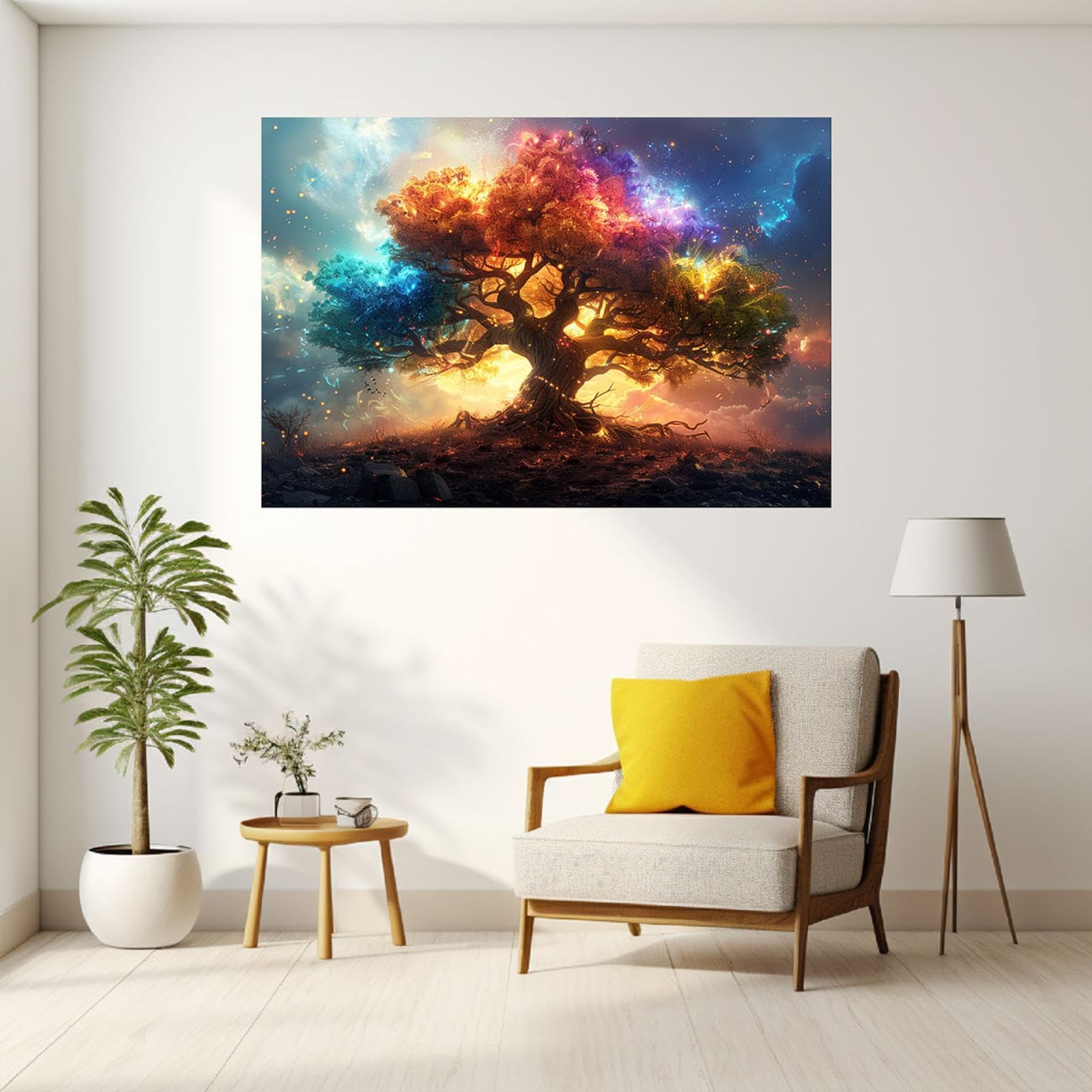 ART8YUQI Gemälde 'Bunter Lebensbaum' - Abstrakte Leinwand 61x121 Cm, 3D-gerahmt