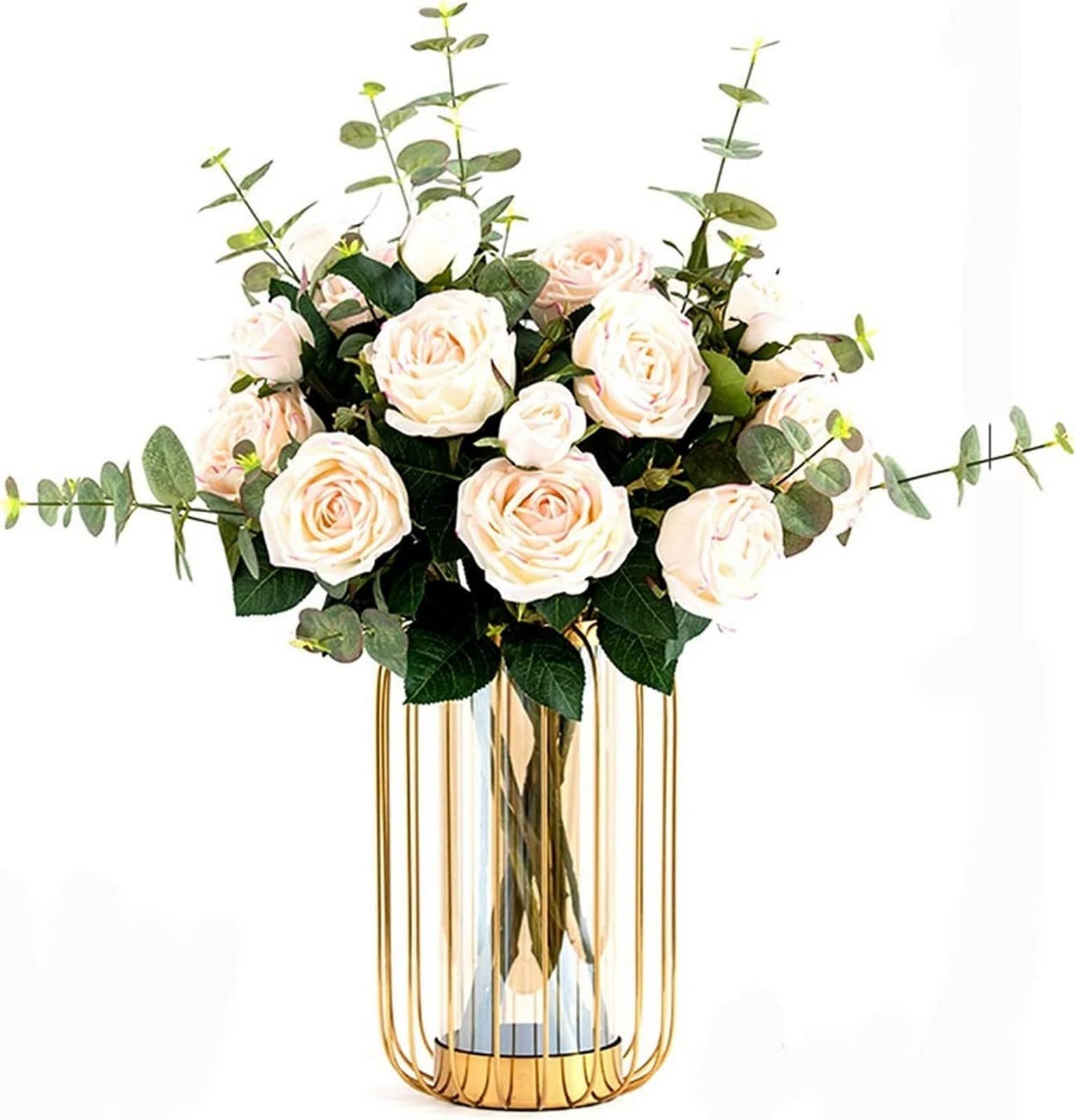 MYUYEE Artificial Flower Artificial Bonsai With Vase, Artificial Flowers In Vase, Fake Silk Bouquet Decor Realistic Flower Arrangements Wedding Decor Desktop Decor Ornaments, C