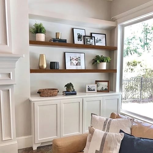 Miniatura 18 de IAE Estantes flotantes de pared de nogal de 16 pulgadas, estantes de baño montados en la pared, estante invisible, estantes flotantes de cocina,