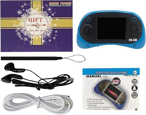 Vista 7 de EASEGMER Juegos de mano para niños de 16 bits integrados de 220 HD, reproductor de juegos portátil de 2.5 pulgadas con auriculares, los mejores