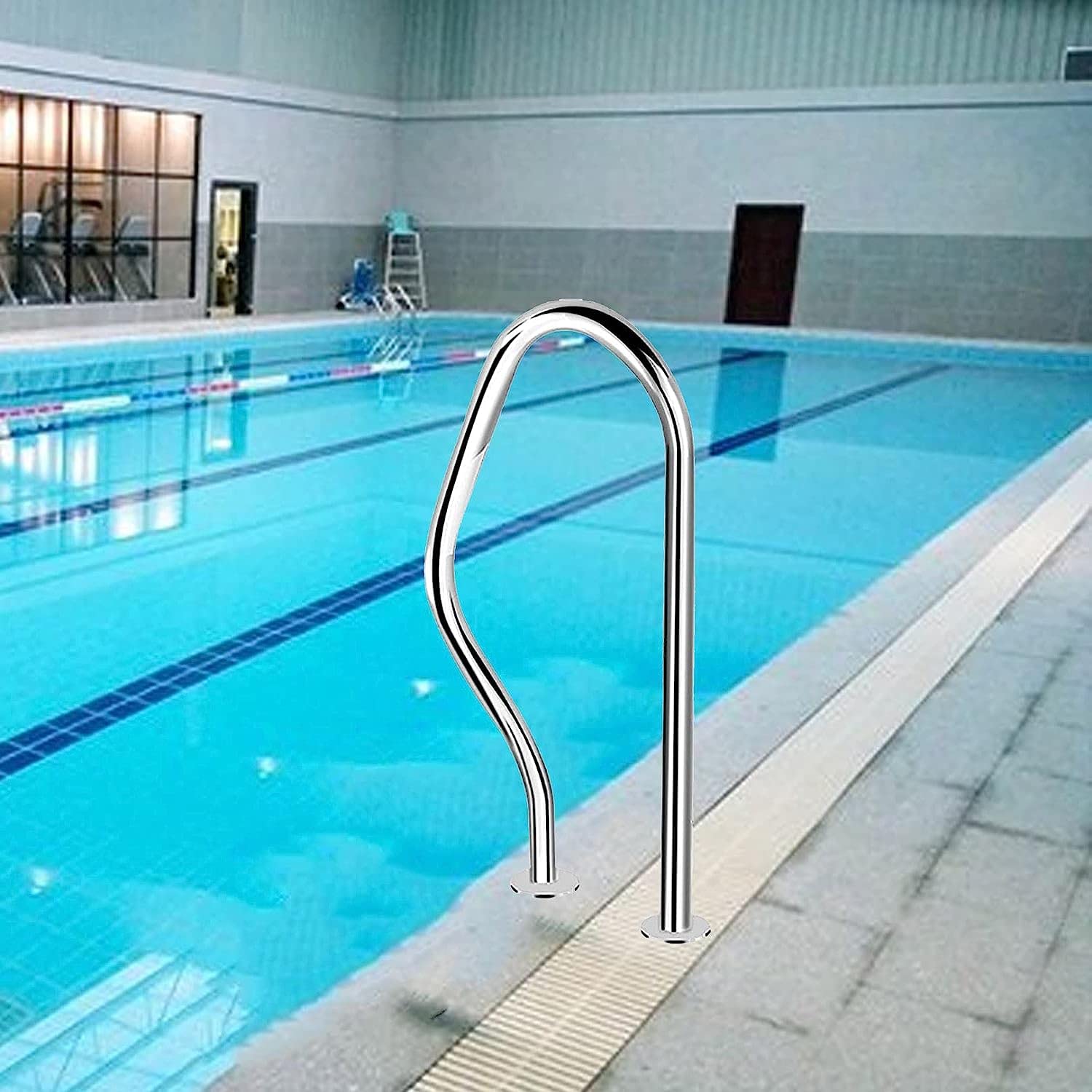 Swimming Pool Safety Hand Rail Pool Handrails Swimming Pool Handrails, Pool Hand Rail 304 Stainless Steel, Easy to Install 250LBS Load Capacity, 3-Bend Spa Safety Rails