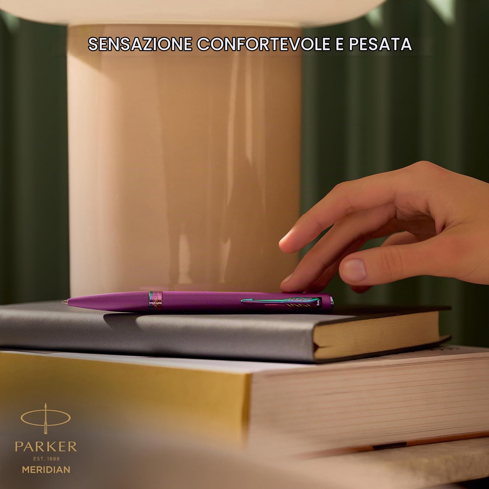Parker Meridian Penna a sfera | Vernice d'uva con rifiniture arcobaleno | Punta media | Penna da scrittura e Materiali per Cancelleria | Inchiostro blu | Confezione regalo di lusso