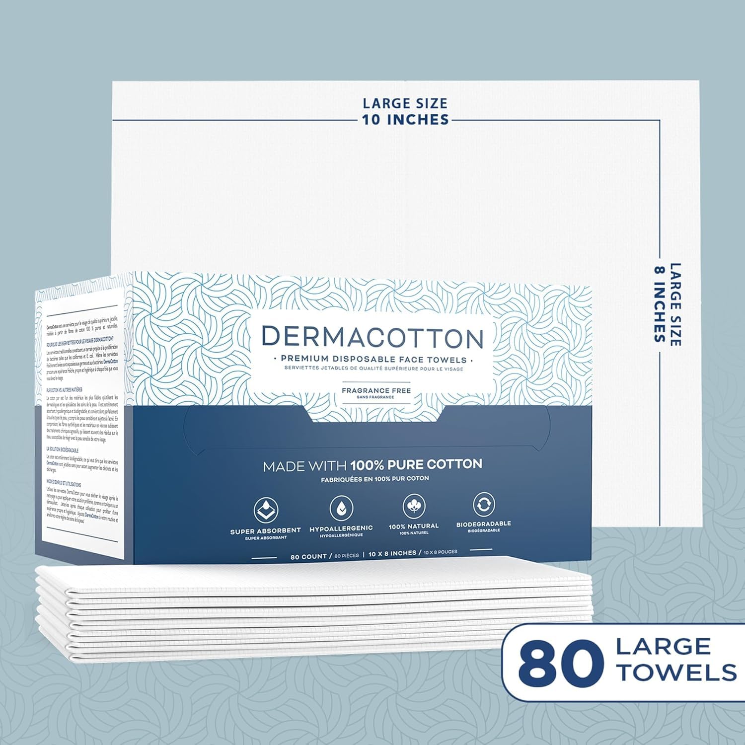 240 Disposable Face Towels - 100% Pure Cotton, Biodegradable, Hypoallergenic, Super Soft Wipes for Sensitive Skin & Makeup Removal - Image 2