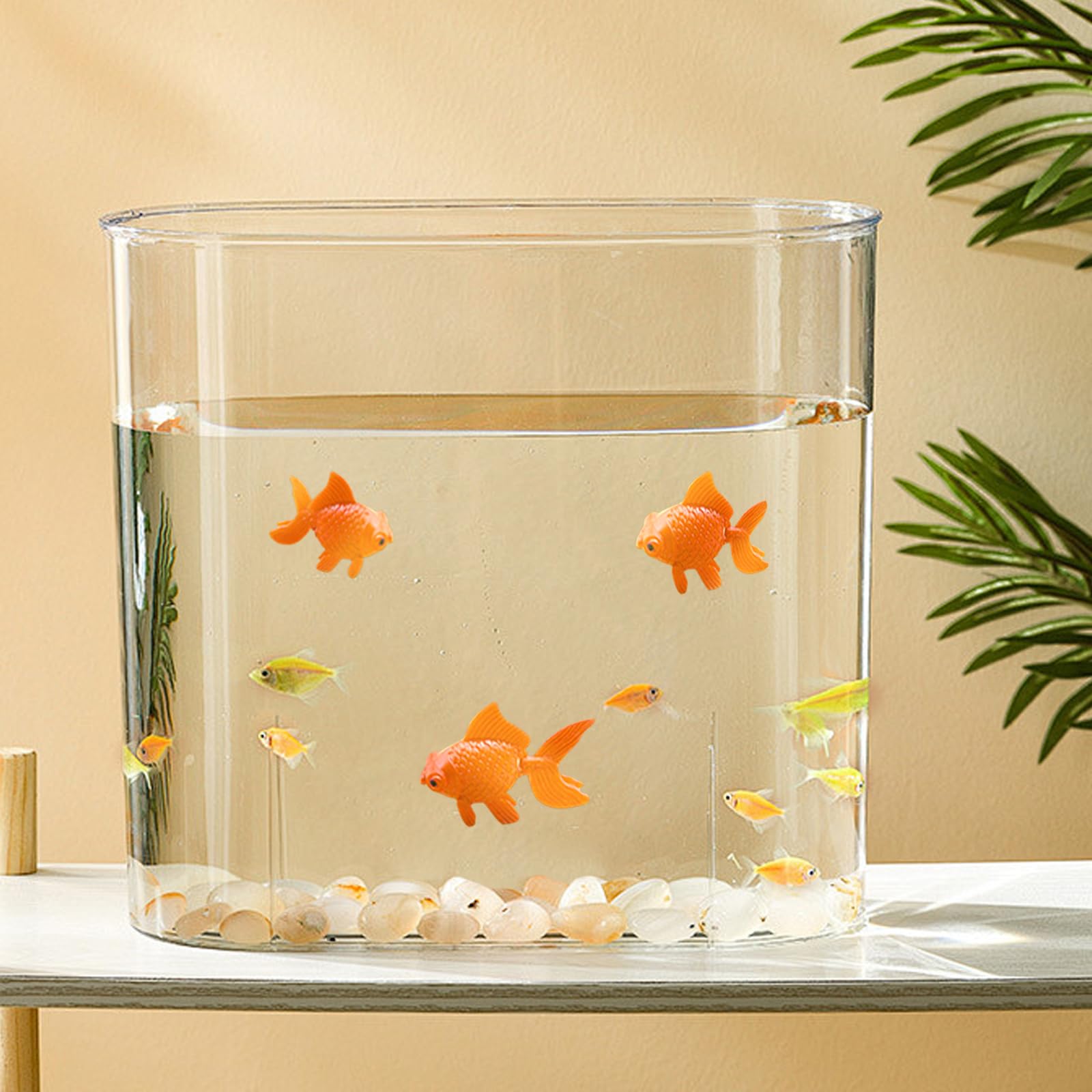 10 Pièces Poissons Artificiels Poissons Flottants Décors Petit Poisson en Mouvement Flottantes Poissons Artificiels Petit Faux Poisson pour Aquarium Poisson en Plastique (Orange)