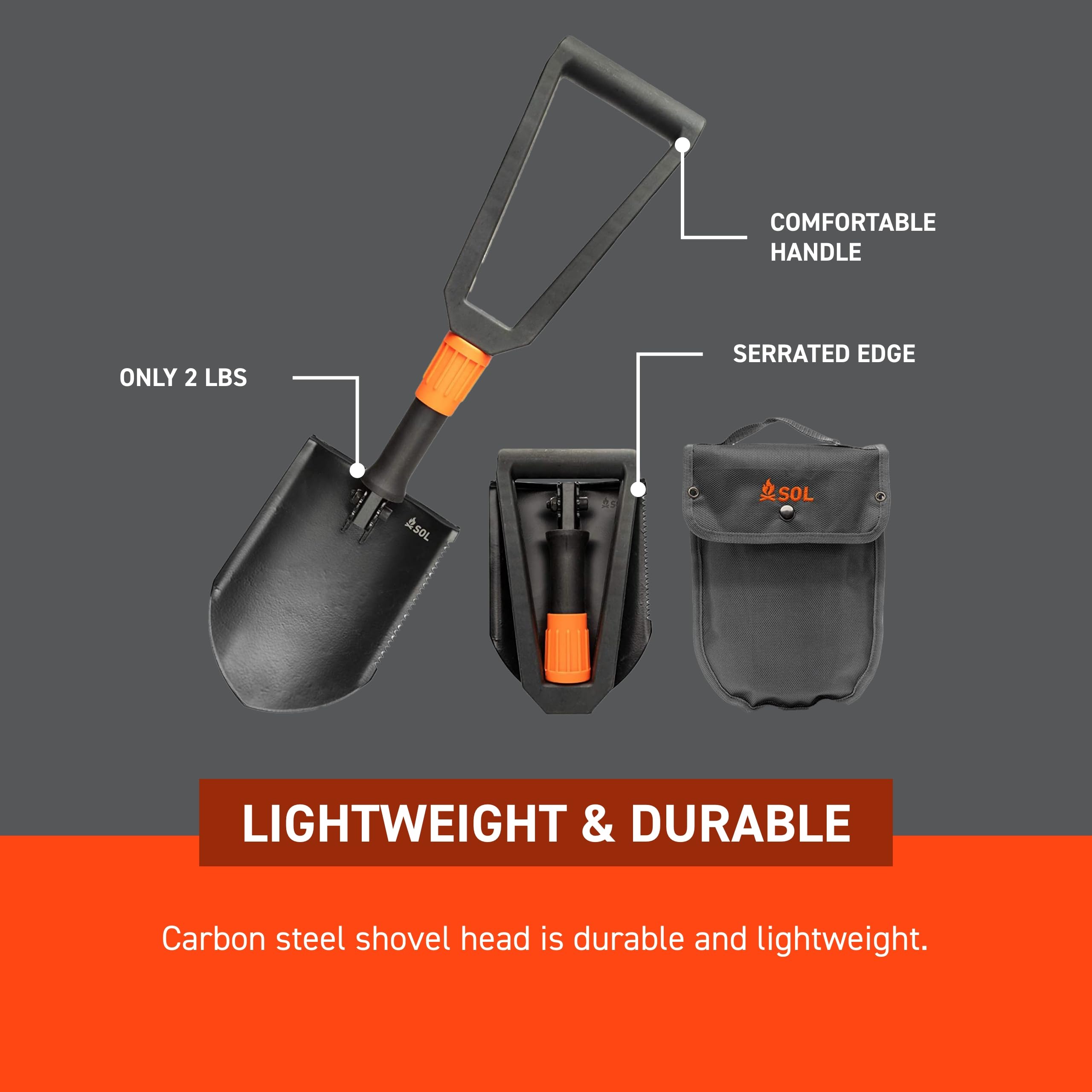 SOL Survival Carbon Steel Packable Field Shovel
