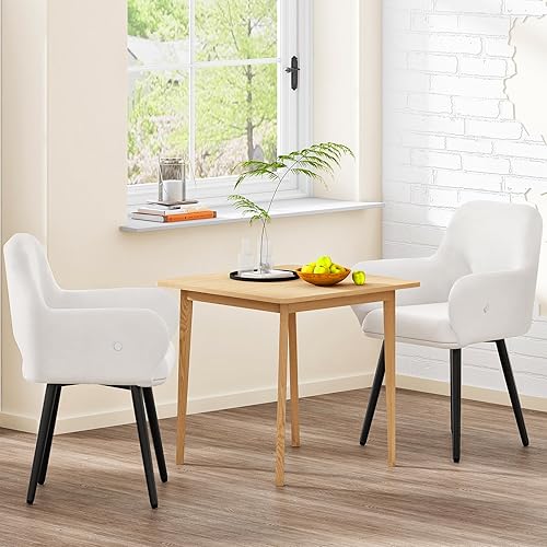 Miniatura 7 de HOOBRO Juego de 2 sillas de comedor, sillas de cocina con brazos suaves, modernas sillas de comedor tapizadas para sala de estar, comedor, cocina,