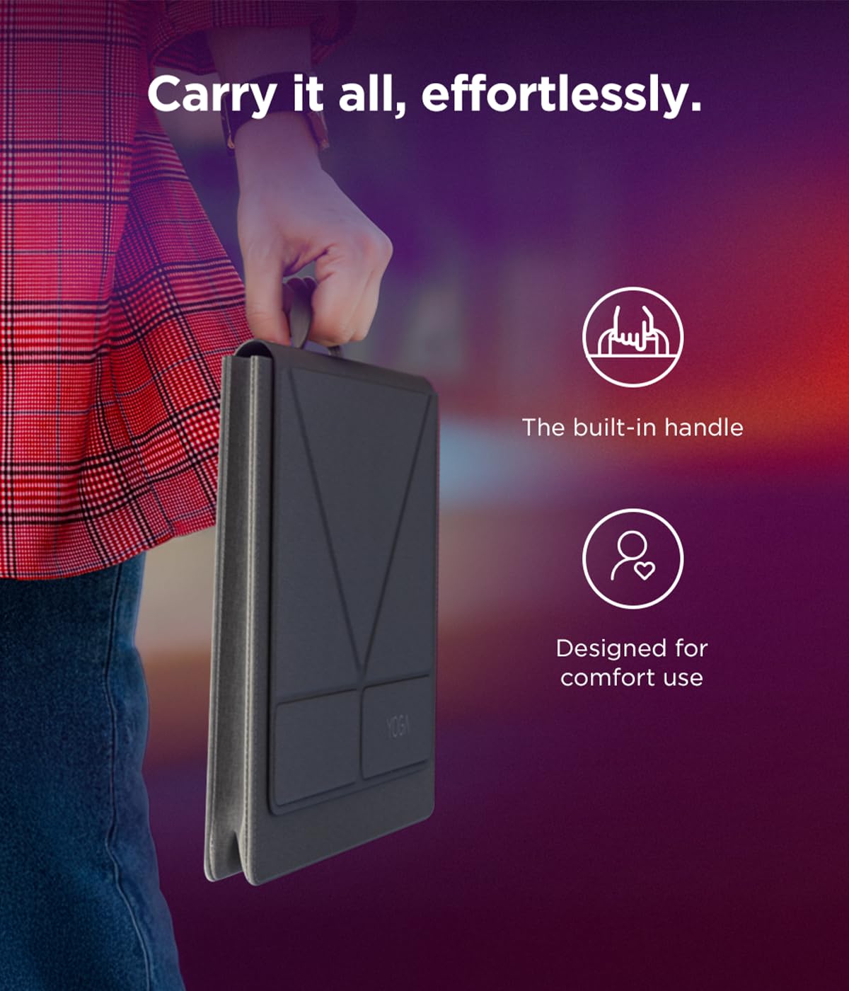 Lenovo Housse de Transport pour Ordinateur Portable avec écran de 14", Organiseur Multi-Compartiments avec Support Convertible, Housse de Protection légère en Polyester et Microfibre, Gris Luna