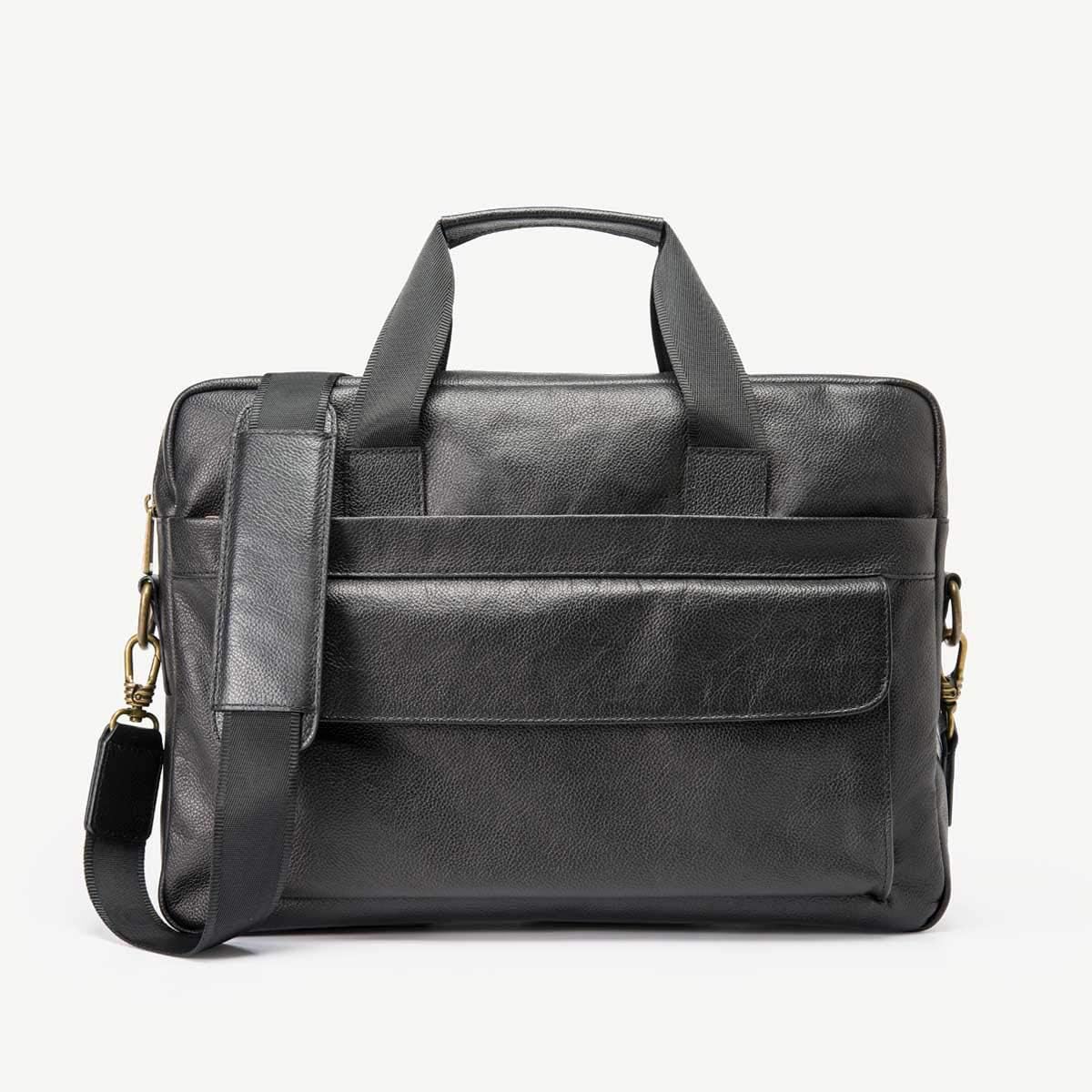 Flаѕh Dеаlѕ - 50% оƒƒ Daniel's 15.5 Inch Premium Italian Leather Briefcase Messenger Bag - Padded Laptop Compartment - Removable/Adjustable Shoulder Strap - Model No. 1 Briefcase Bag For Men (Black with Standard Lining)