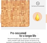 Vista 5 de Tabla de cortar de bambú de grano pequeño Profesional, bloque de carnicero Pies de goma antideslizantes