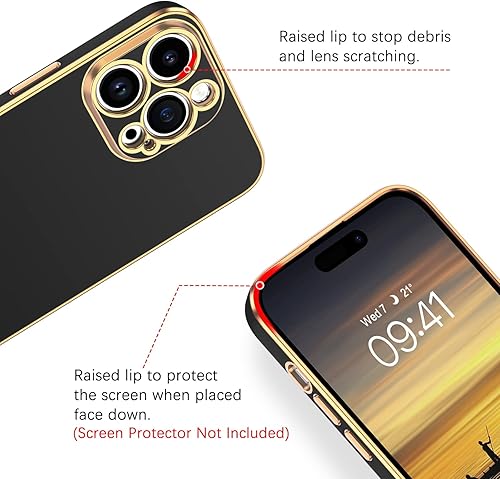 Miniatura 7 de BENTOBEN Compatible con iPhone 14 Pro Max funda delgada de lujo galvanizada para mujeres hombres y niñas funda protectora suave con correa para