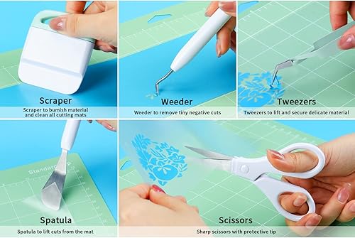 Miniatura 3 de Ecraft Juego de herramientas de desmalezado de vinilo kit básico de 5 piezas incluyendo pinzas, espátula, desbrozadora y tijeras para