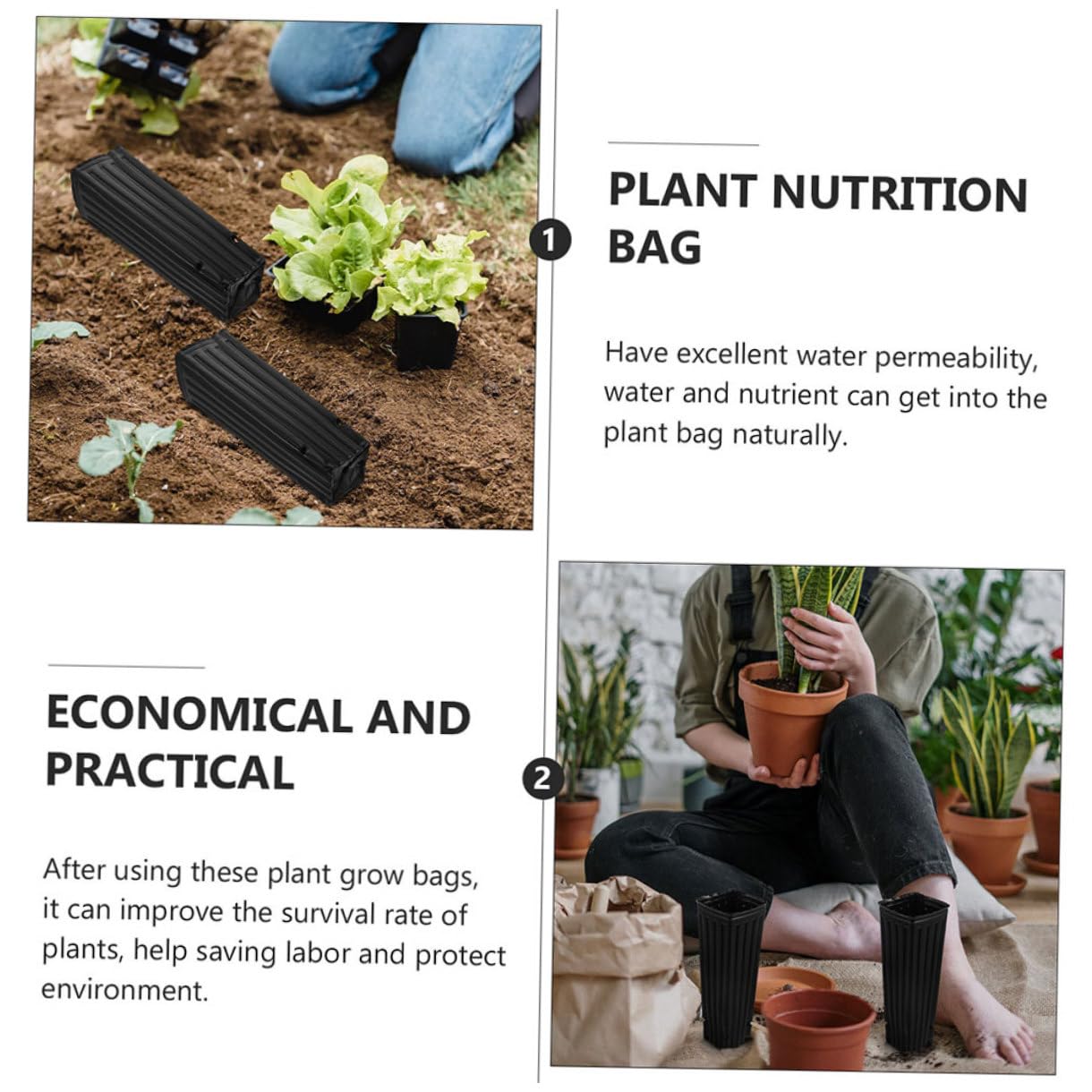 FRCOLOR 60 Godets pour Semis en Plastique Noir PP, Pots de Culture Multi-usages Perméabilité à l'eau, 60 Pièces, pour Légumes et Jeunes Plants