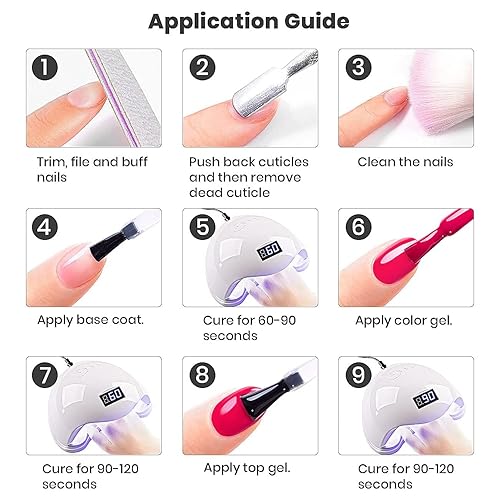 Miniatura 7 de RARJSM Juego de 6 esmaltes de uñas de gel rosa pálido, rosa claro, neón, rosa intenso, rosa, purpurina, fucsia y cereza dulce, esmalte de gel para