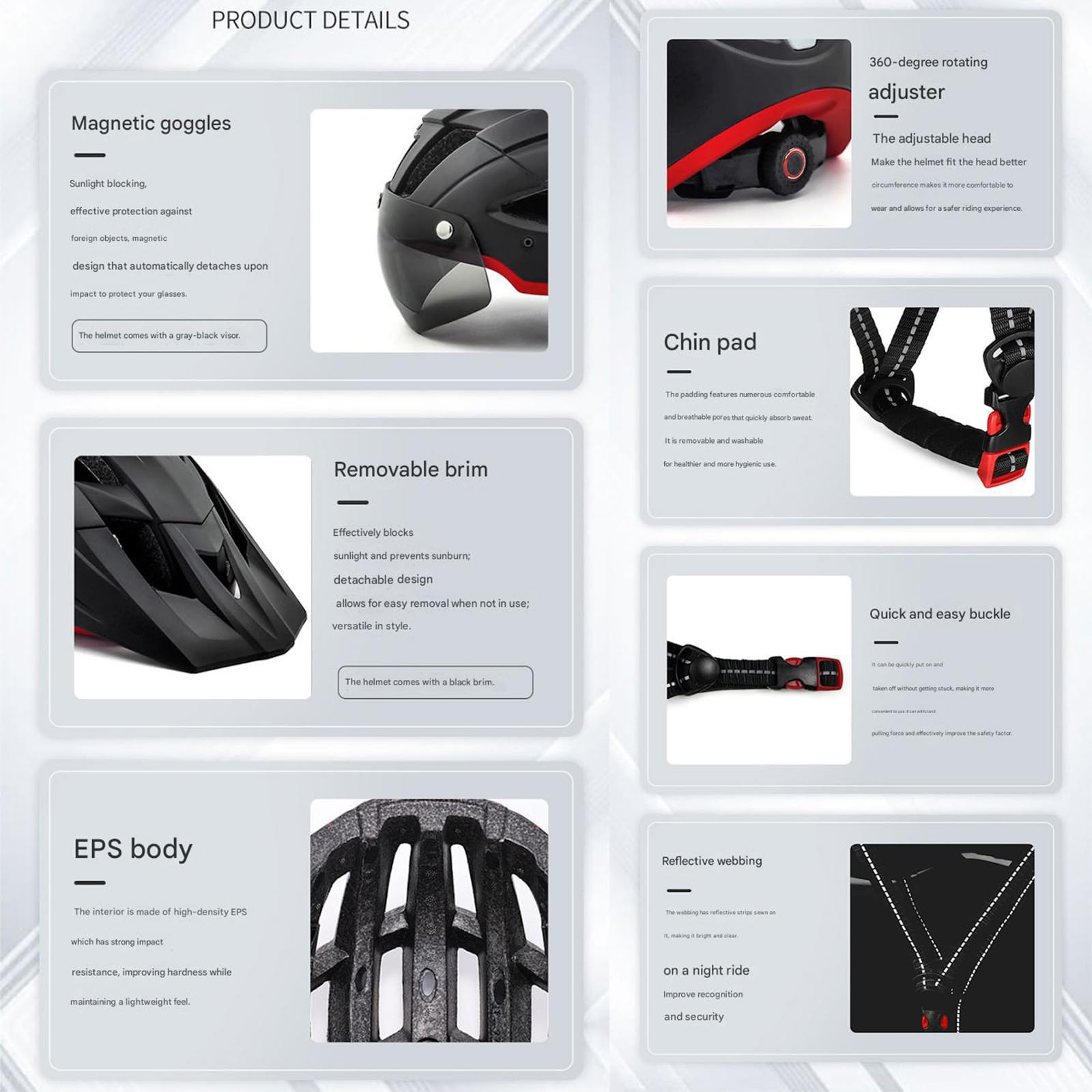 Casco da bici illuminato a LED con visiere staccabili USB ricaricabile per casco da bici per motociclisti notturni