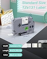 Vista 39 de BOYEEZON Paquete de 2 cintas para etiquetadoras TZe-131 de 0.472 in 0.47 laminadas transparentes, compatibles con Brother P Touch TZe-131 Negro