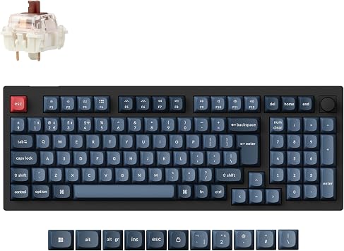 Keychron V5 Max Compact 100-Key Wireless Custom Knob Mechanical Keyboard, Programmable Bluetooth 5.1/2.4 GHz/Wired with RGB Hot-swappable Gateron Jupiter Brown Switch for Mac Win Linux - UK Layout