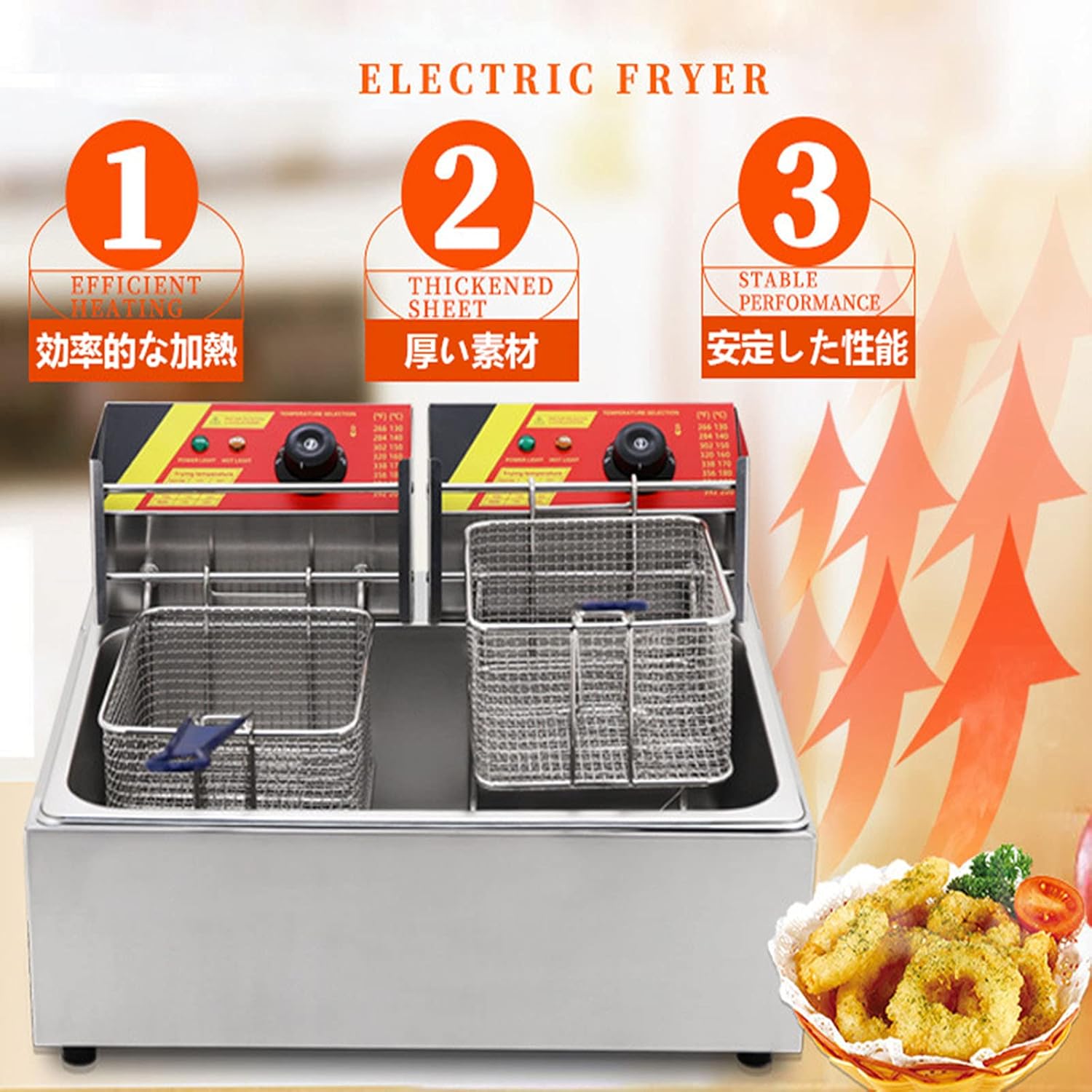 12L Countertop Electric Fryer 5000W Commercial Kitchen Fryer Double Two Tank Design Restaurant Family Food Cooking Turkey