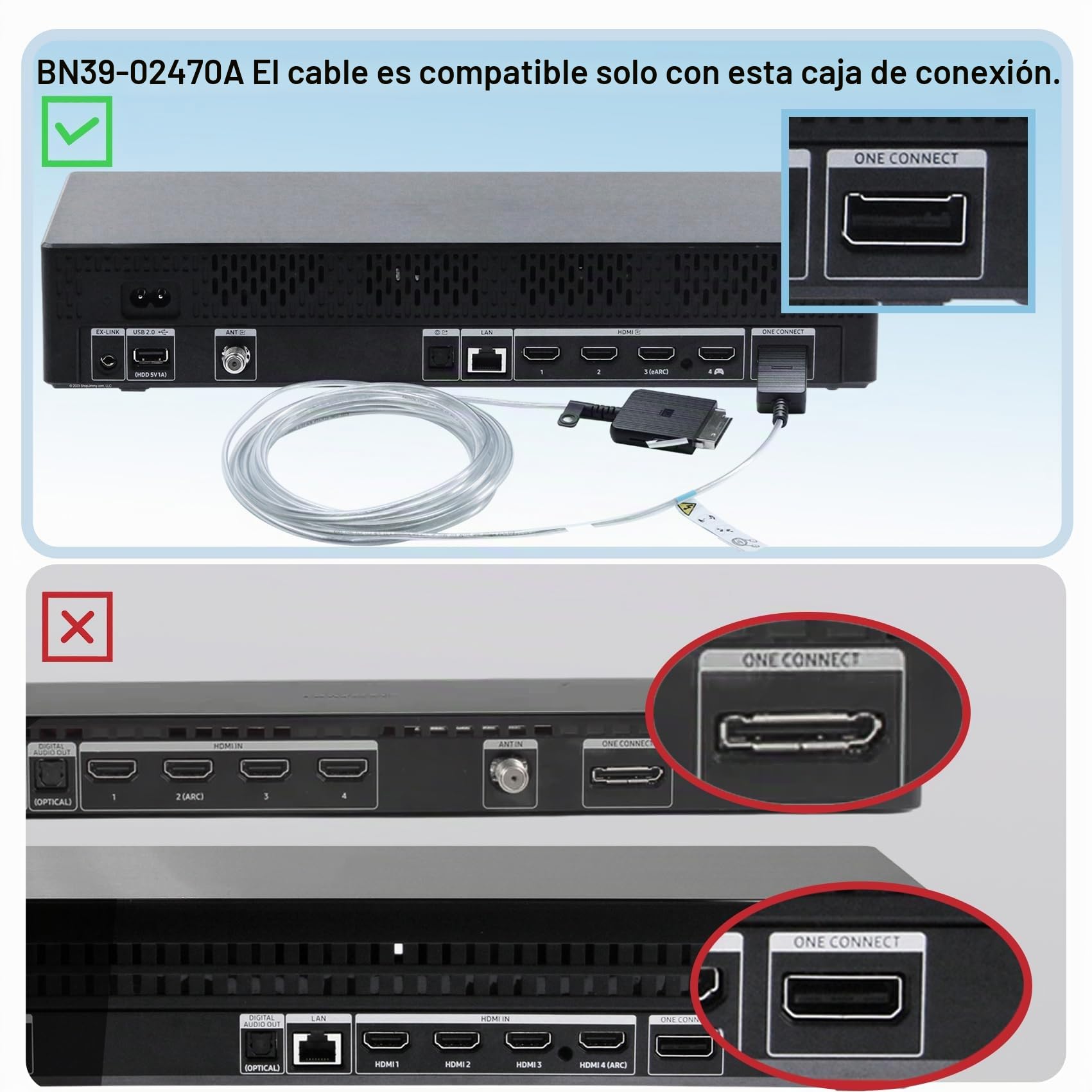 Cable de conexión de 5 m / 16.4 pies BN39-02470A Compatible con Samsung The Frame QLED 4K Smart TV One Cable de conexión invisible QN43-QN85LS03B (BN39-02470A)