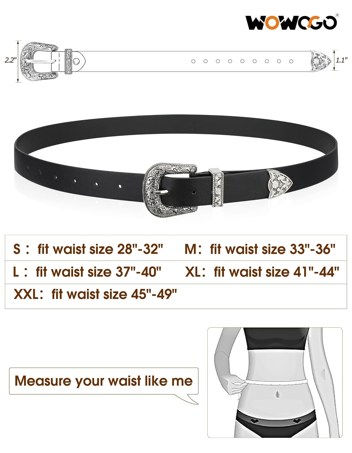 WOWOGO Western Cowgirl Belts for Women Country Cowboy Vintage Leather Engraved