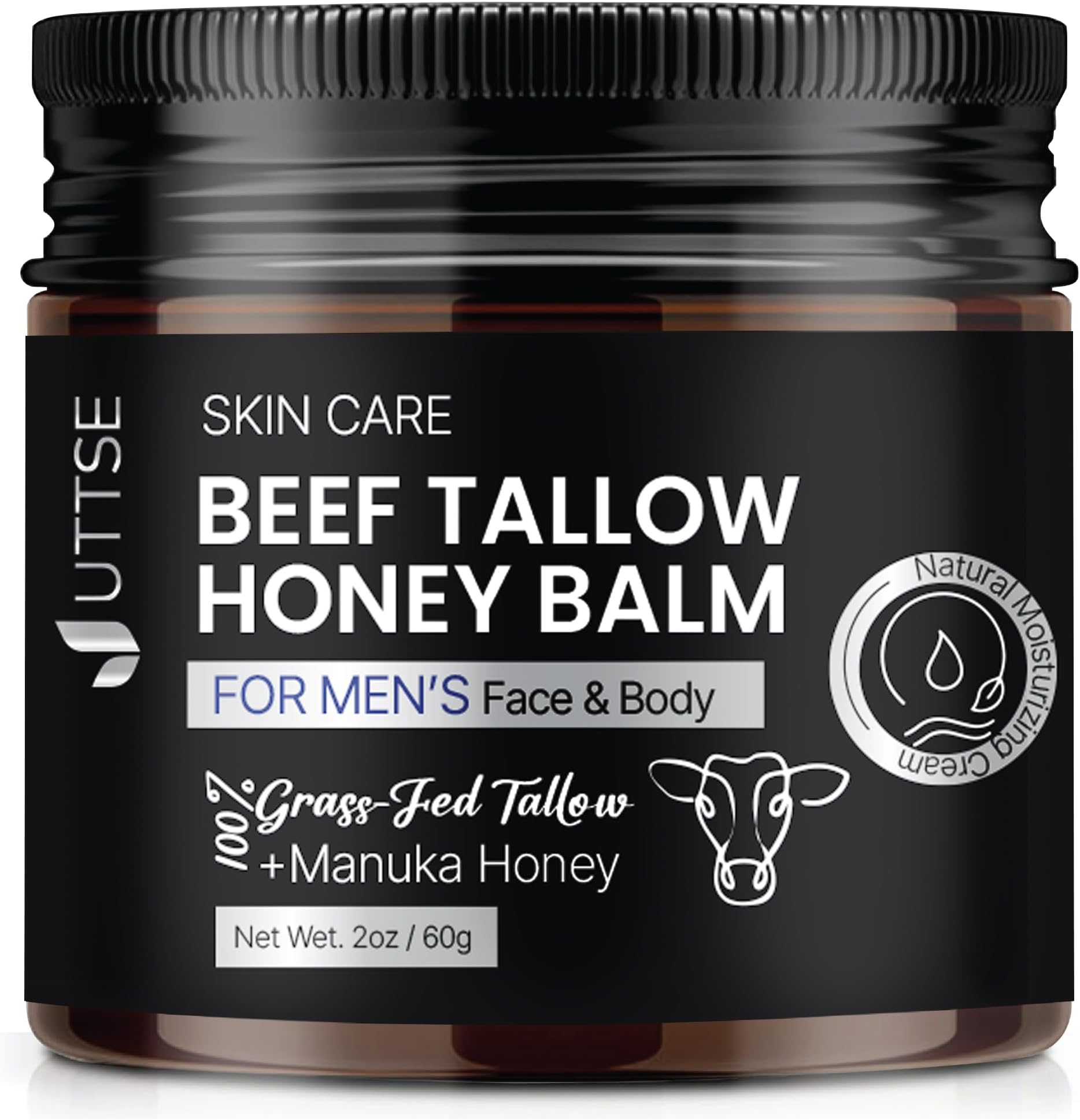 Beef Tallow Honey Balm for Skin:100% Grass-Fed Beef Tallow Moisturizer For Face and Body - Tallow Balm With Olive Oil Manuka Honey For Sensitive Dry Skin Repair 2 oz