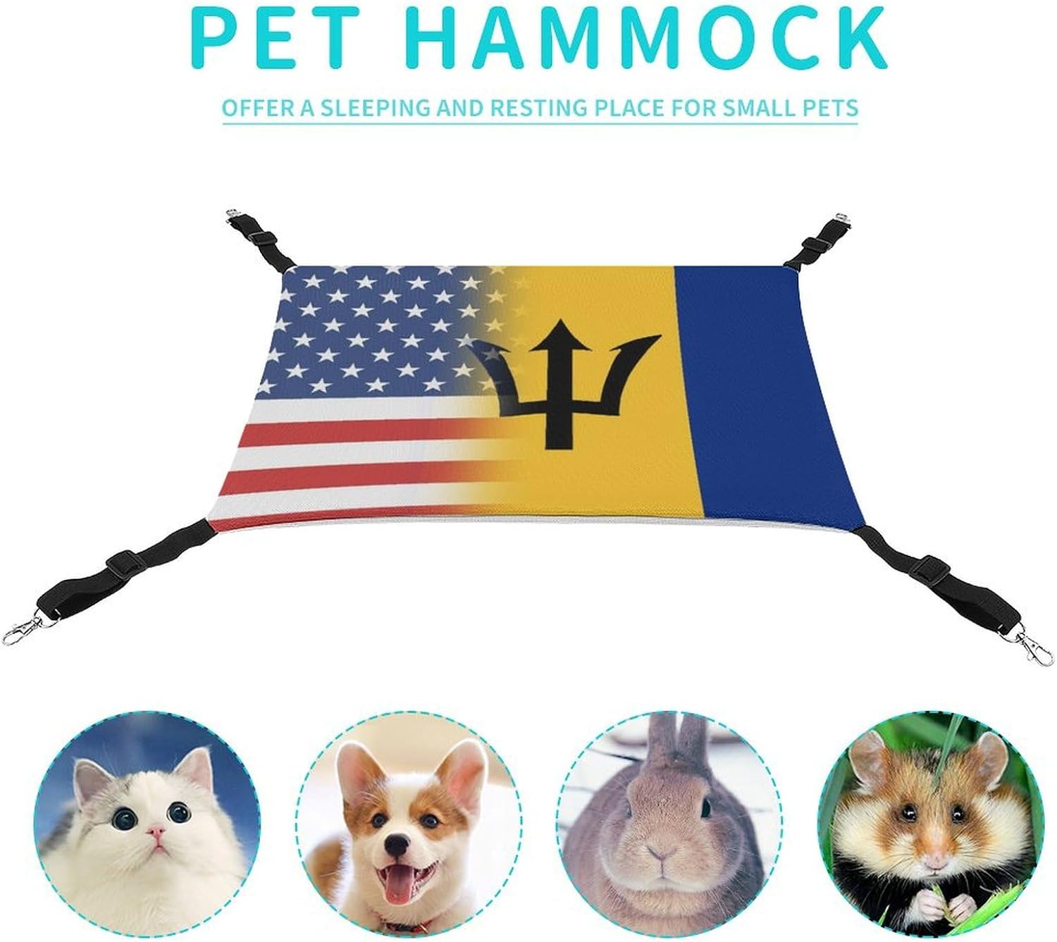 review US and Barbados Flag Cat Hammock- Comfort & Style Soft Pet Bed for Cat Puppy Or Small Pet