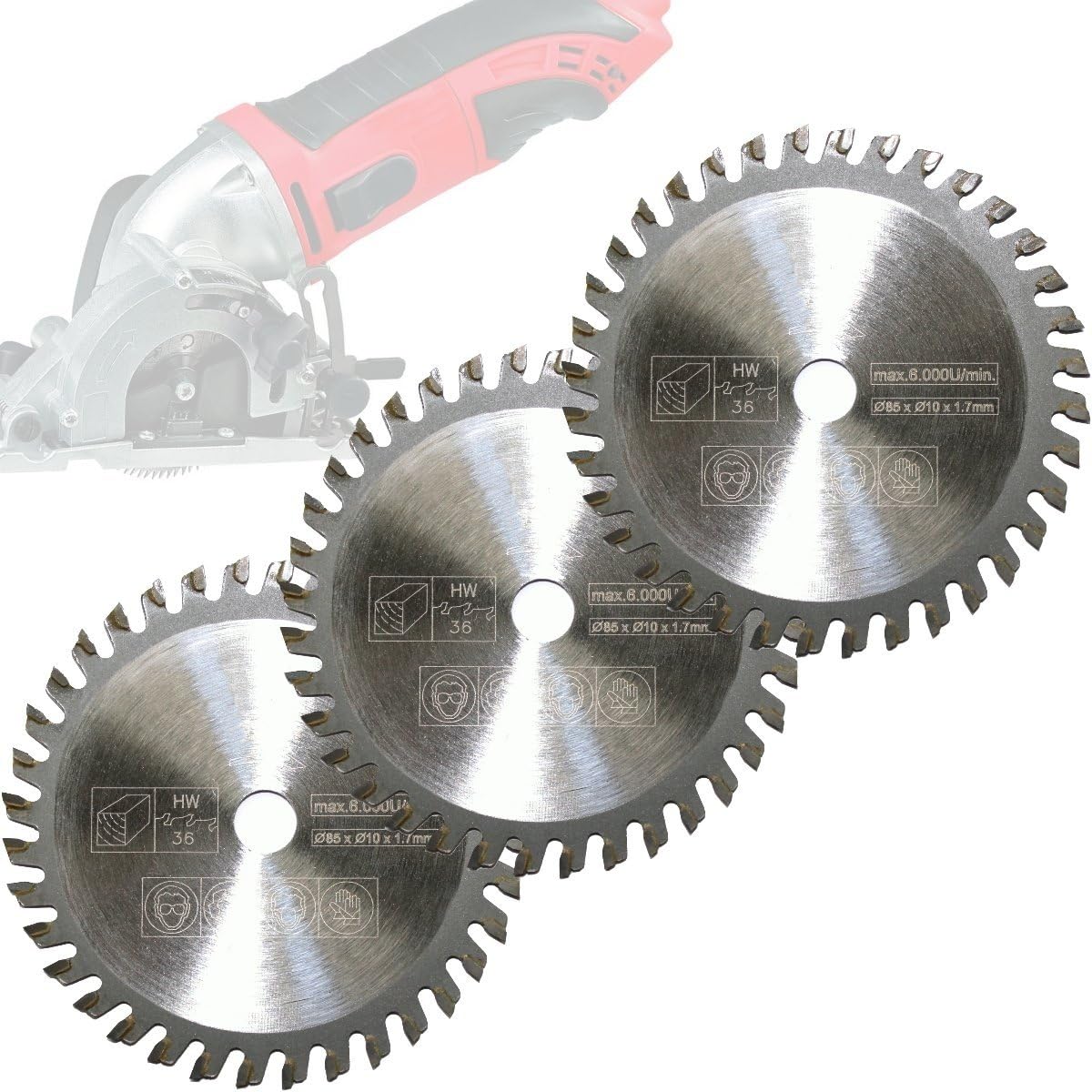 3x Mini Circular Saw Blade Wood Cutting Ø 85x10mm 36T for Scheppach Tauchsägen PL285