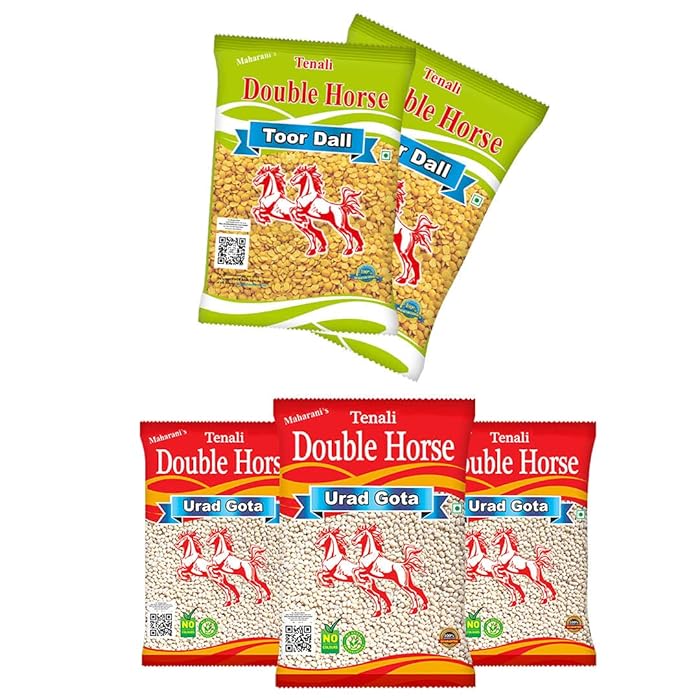 Buy Tenali Double Horse Combo of Urad dal 3kg and Toor Dal 2kg (Split