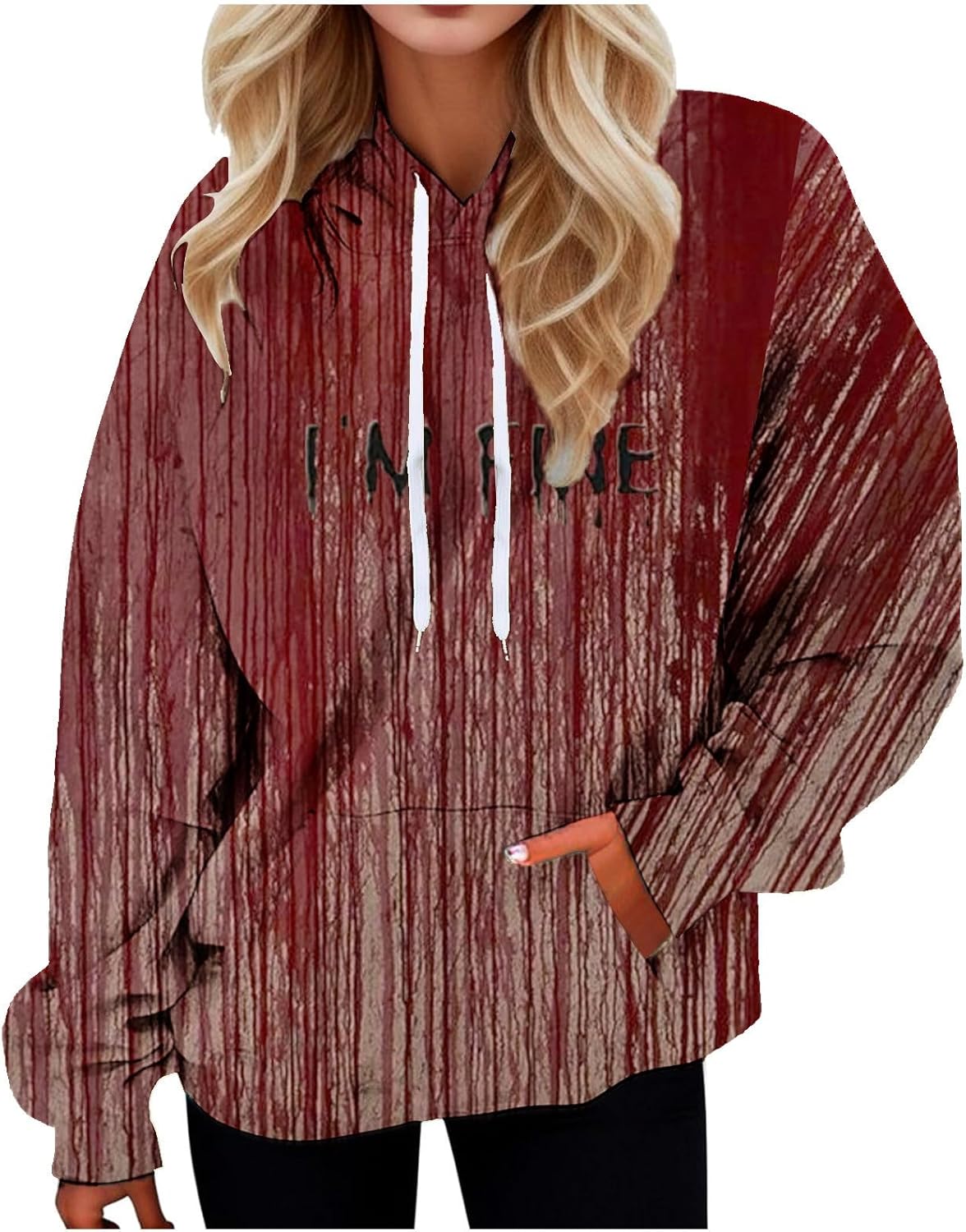 Halloween Hoodie Damen - Bloody Print Mit Kapuze Horror Design