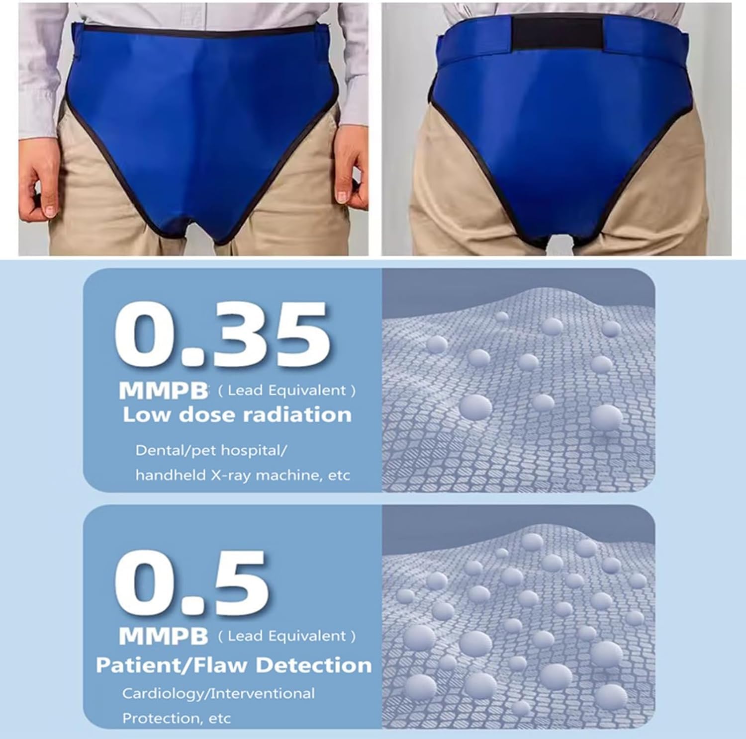 Pantalones Triangulares de Plomo y Traje de protección radiológica con blindaje de Plomo.(0.5 mmpb)
