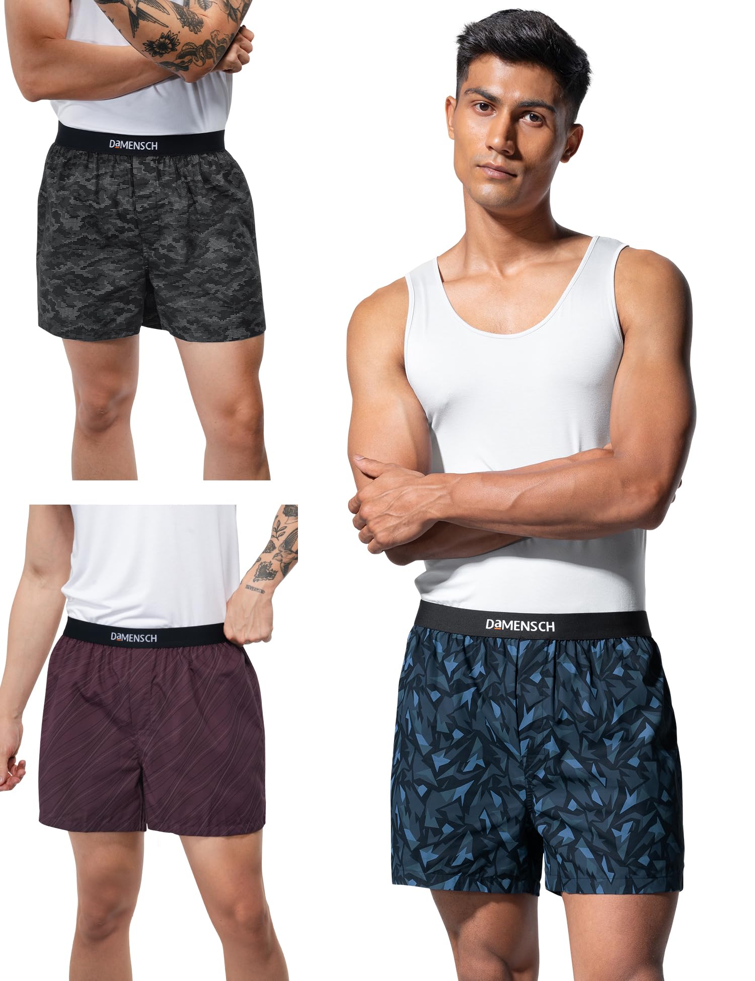 DAMENSCH Regular Fit Printed Cotton Blend Trunk Underwear Anti-Bacterial Moisture Wicking Breathable Microfibre Waistband Deo-Cotton Trunks for Men