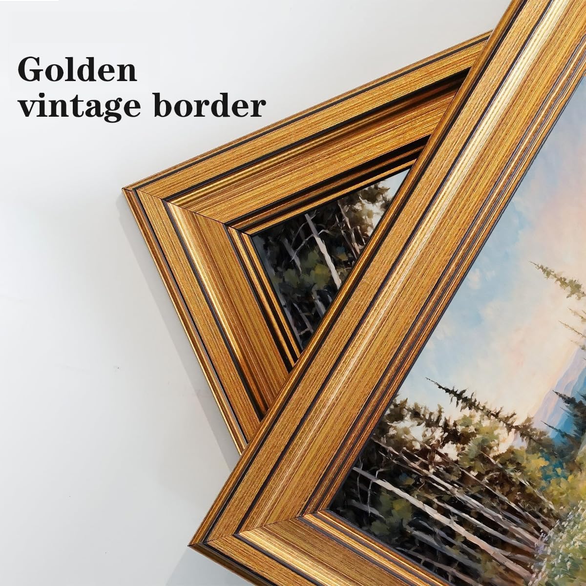 Gold Framed Wall Art Vintage Floral Canvas Wall Art Wildflower Field Rustic Landscape Sunset Sky Artwork Prints Picture for Living Room Bedroom Farmhouse Bathroom Office Decor, 12x16