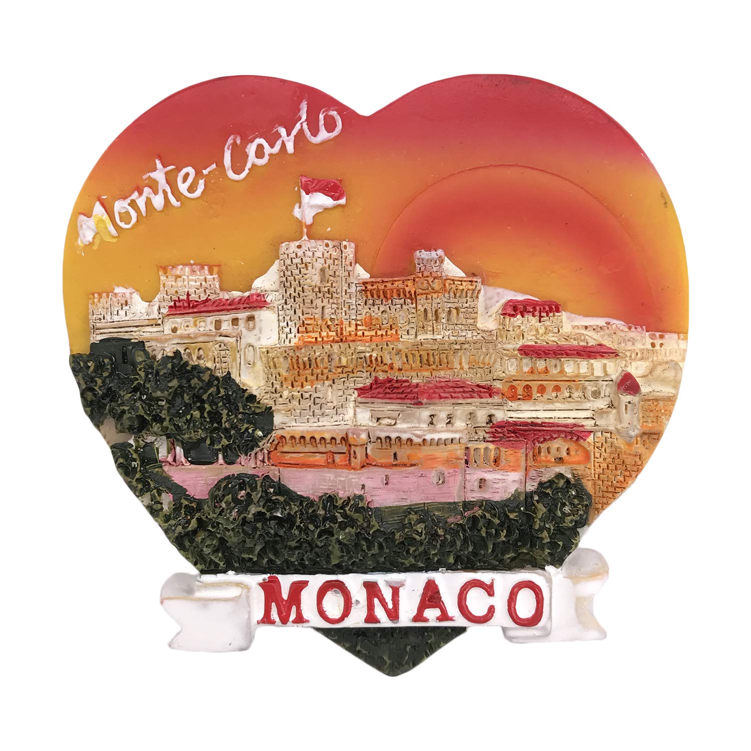 Wedarego Monaco2 3D Monaco Heart-Shaped Refrigerator Magnet Travel Sticker Souvenirs Home & Kitchen Decoration Fridge Magnet From China