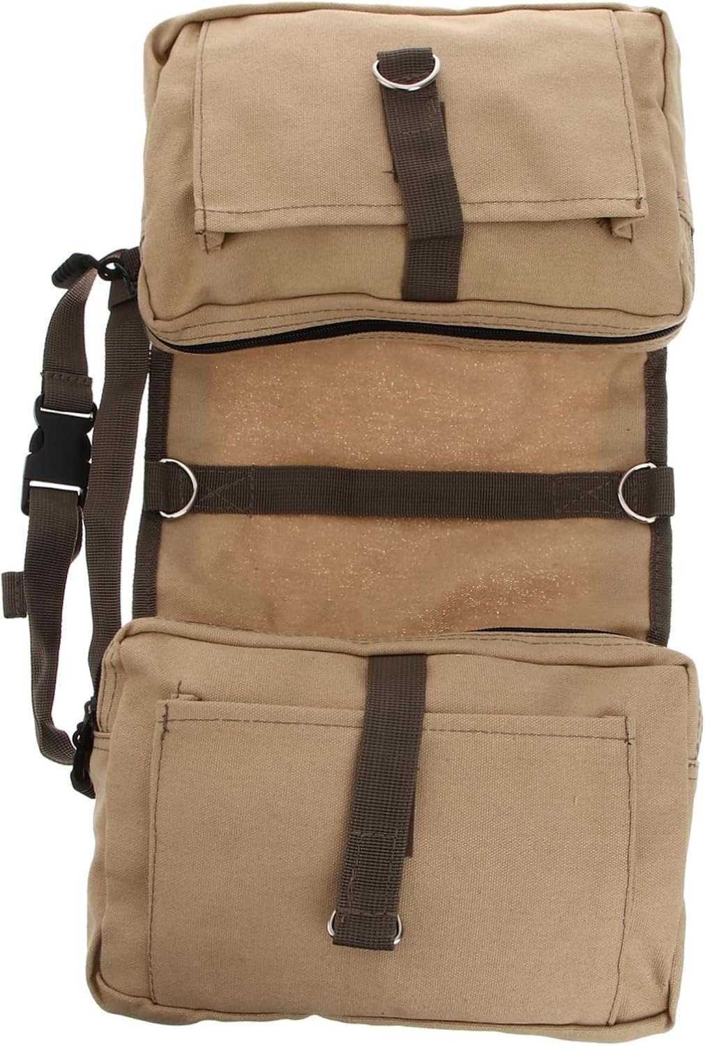 VICASKY Hound Backpack Rucksack for Medium and Large Dogs Multi-Functional Camping and Hiking Saddle Bag Zipper Compartments Khaki