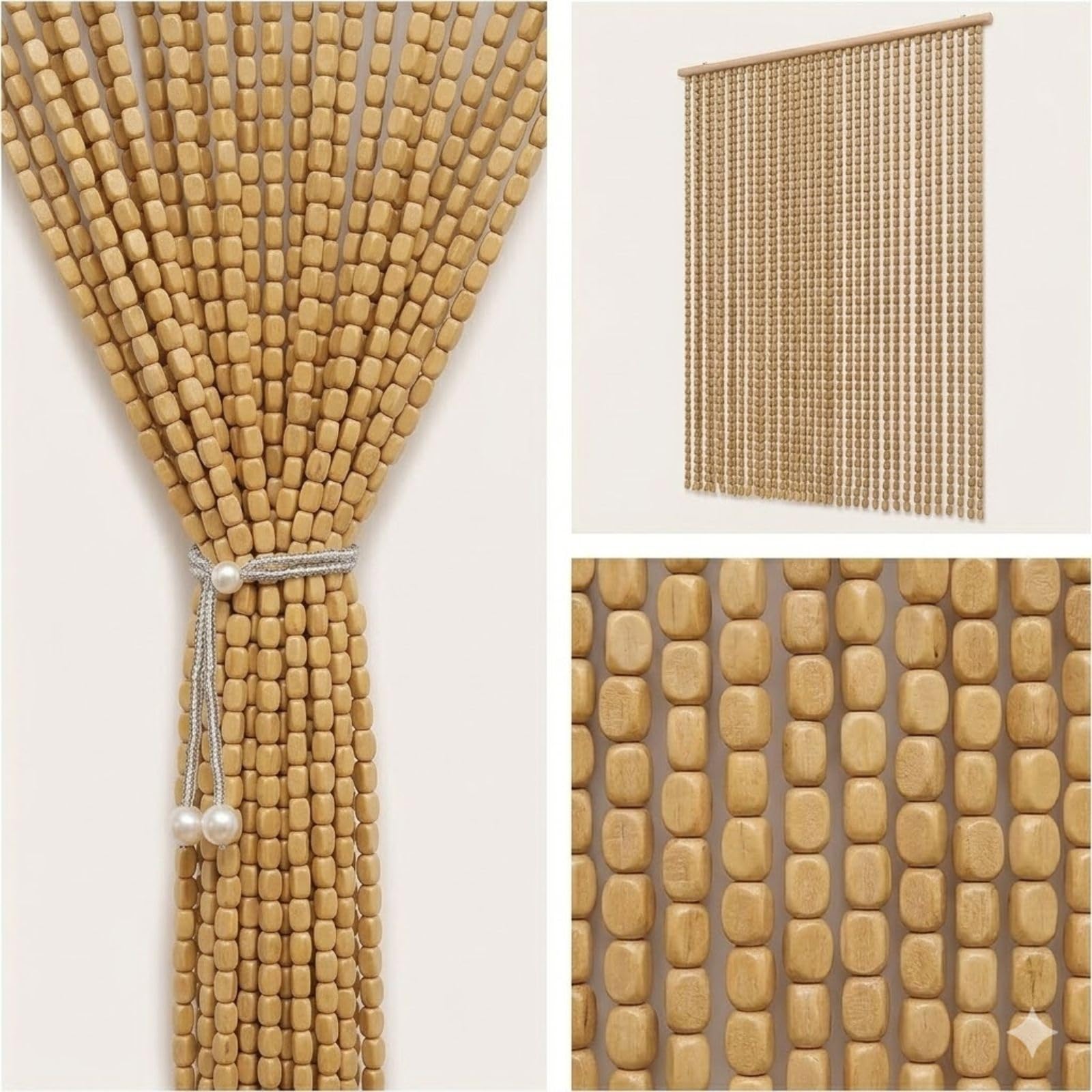 Amazon｜90本 木製 珠のれん 90x200cm 間仕切りカーテン 目隠し 昭和