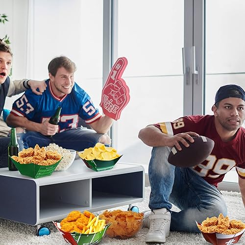 Miniatura 6 de 48 tazones de papel de fútbol americano para aperitivos bandejas cuadradas de papel para fiestas artículos esenciales para portón trasero de fútbol