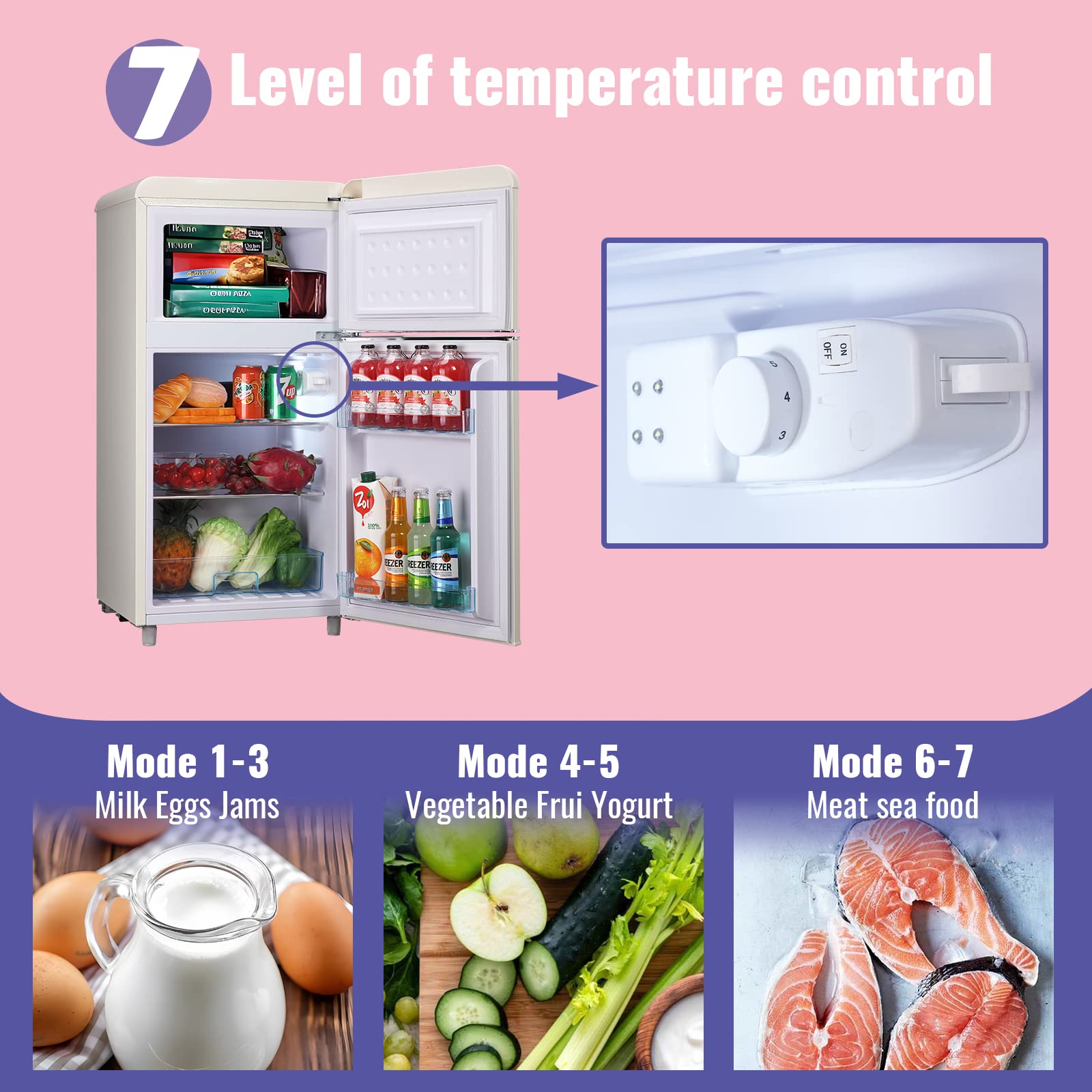 DEMULLER Mini Refrigerator 3.5 Cu.Ft Dual Door Fridge with Handle Adjustable Temperature with Top Mount Freezer Ideal for Home, Office, Dorm White on Fridge.com