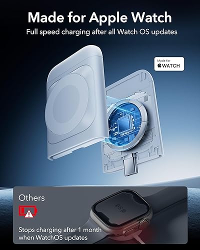 Miniatura 4 de ESR para estación de carga inalámbrica 3 en 1, cargador certificado para Apple Watch, soporte de cargador MagSafe de 15 W para iPhone, cargador