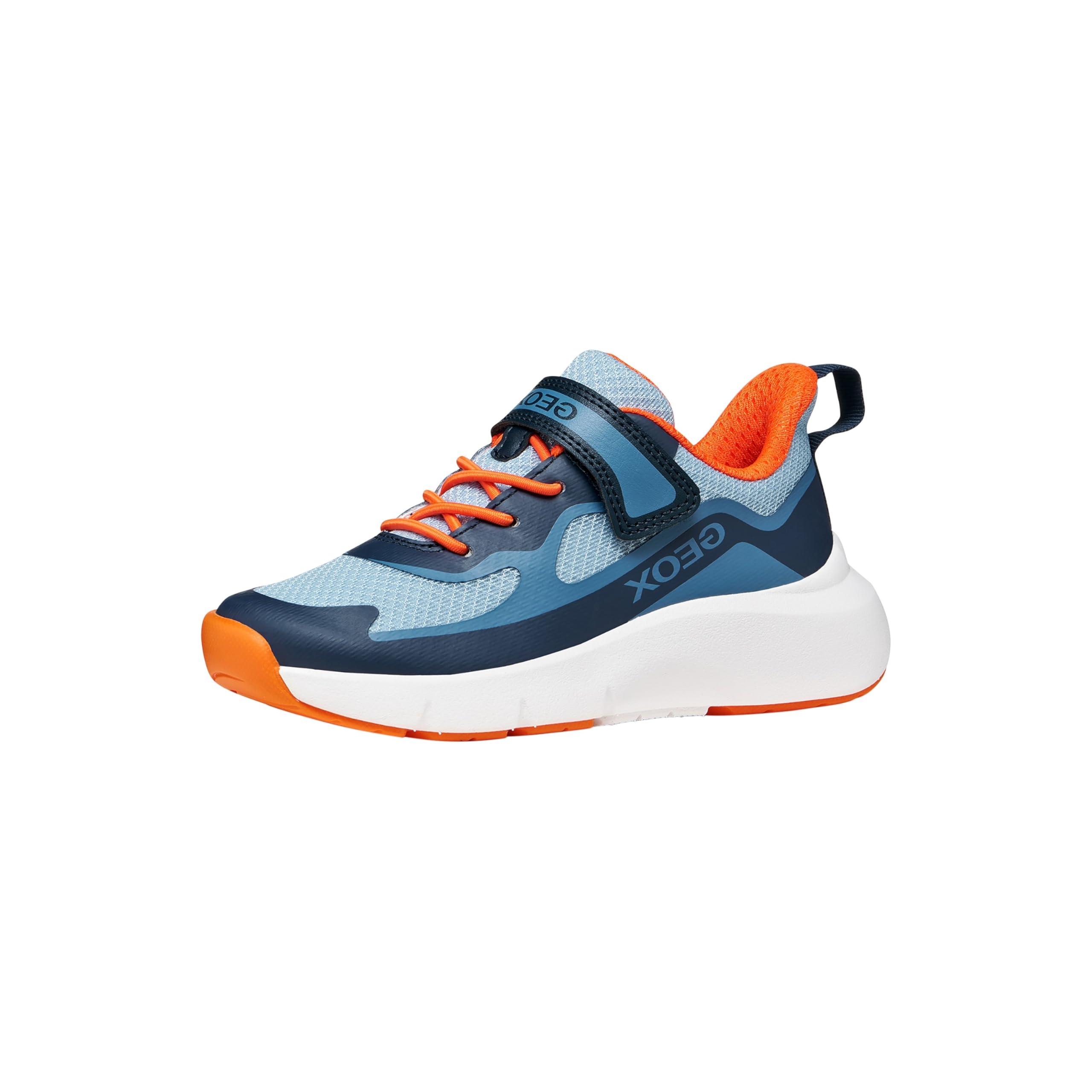 Geox Pro-Ran J65P7F Sportschuhe für Kinder, Marineblau Orange, Klettverschluss, ergonomisch, gedämpft