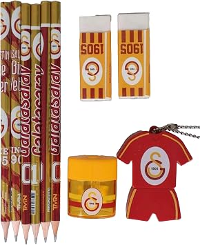 Galatasaray Dekomus Cep Defteri Hediyeli Kırtasiye Seti, 6 Kurşun Kalem, 2 Silgi, 2 Kalemtraş, Kırmızı