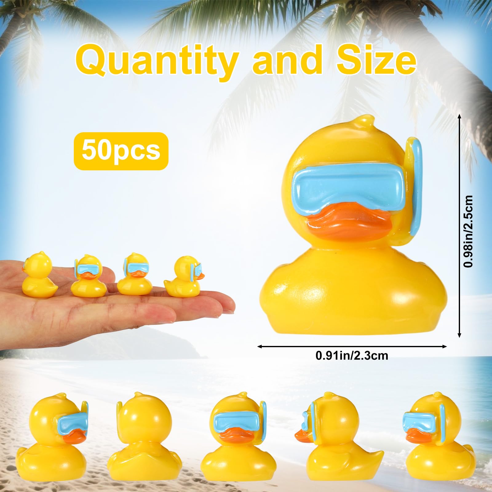 Lyreh 50pcs Summer Themed Mini Resin Ducks - Image 2