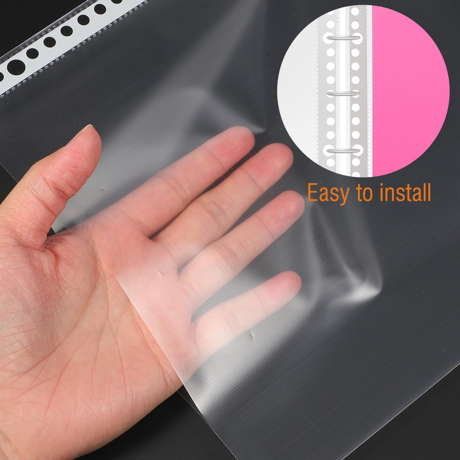 Kichvoe Lot de 100 Pochettes Transparentes en Plastique pour Classeur à Anneaux A4 (30 Trous), Idéales pour L'organisation de Documents Bureau Ou à L'école.