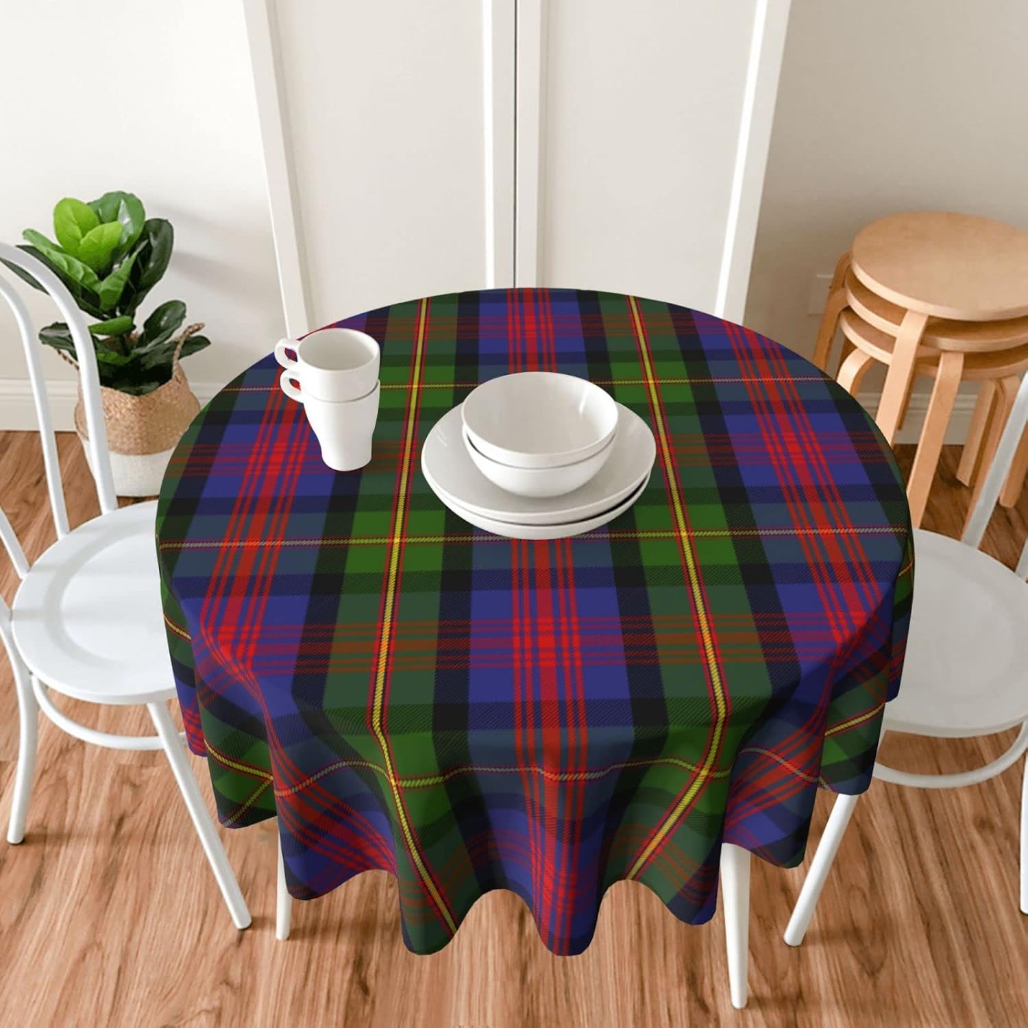 Tablecloth Round, Clan MacLennan Tartan Washable Table Cover for Farmhouse Kitchen Dining Picnic Party Indoor Outdoor Table Mats 60 inch