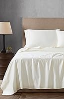Vista 7 de Linen Closet Juego de sábanas de satén de algodón de 400 hilos, 4 piezas, tamaño matrimonial, marfil