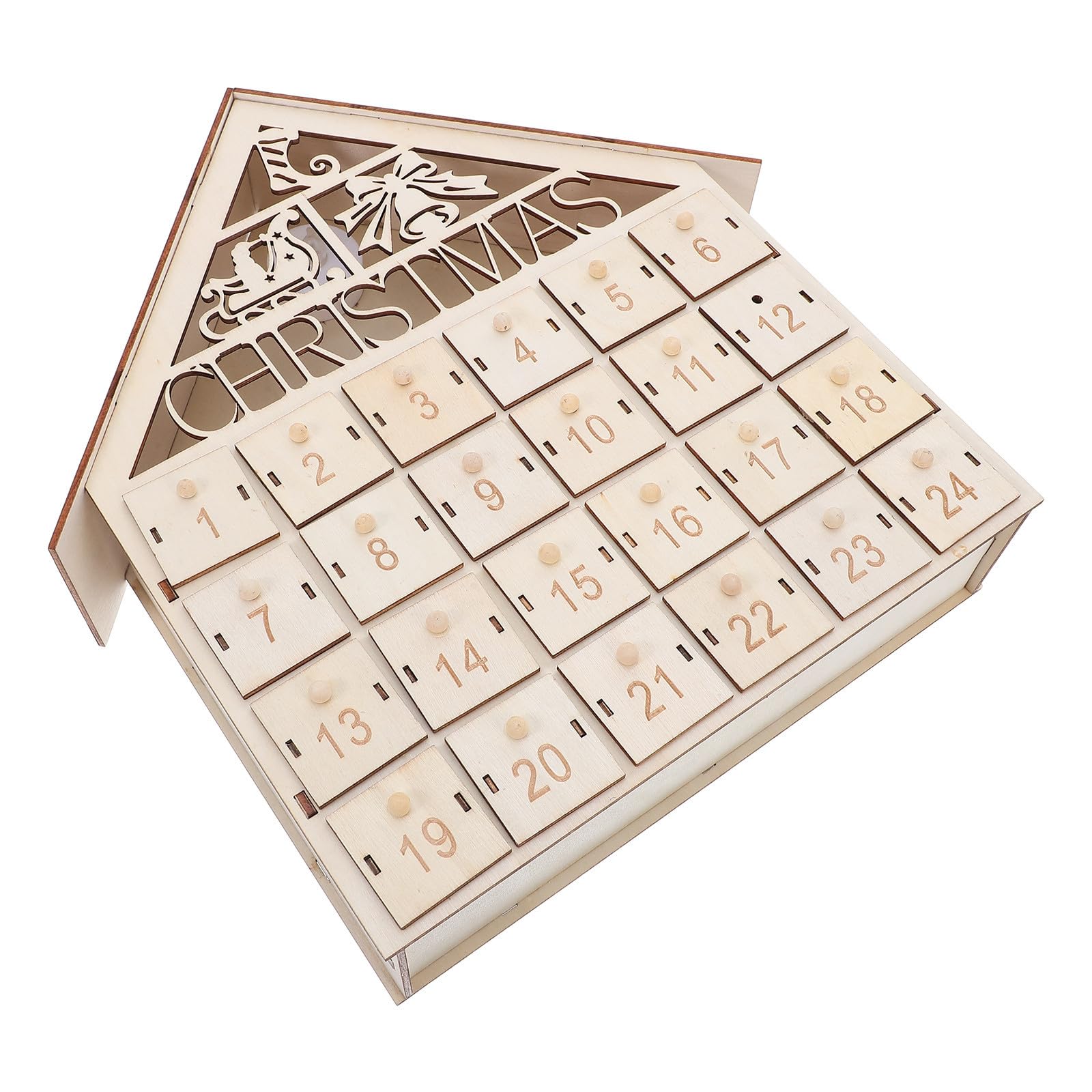 Baluue Calendario Avvento Natalizio con 24 Cassetti Riempibili e Led in Legno Stile Rustico per Conto alla Rovescia Festivo e Decorazione Natalizia per Soggiorni