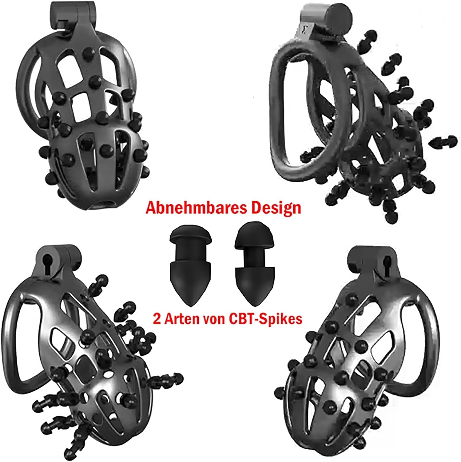 Keuschheitsgürtel Nylon Harz 5 Größen Peniskäfig Mit 2 Stile Abnehmbaren CBT-Spikes PenisKäfig SM Penis Ring Set Keuschheitskäfig Mann Bondage Extrem Keuschheit Sexspielzeug (Bogen:L)