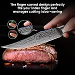 CoquusAid Steak Knives Set of 8, 4.8 Inch Straight Edge Ultra Sharp Durable Meat knives With Rest, High Carbon Stainless Steel Damascus Pattern Triple Rivet Handle, Ideal for Home Restaurant Party